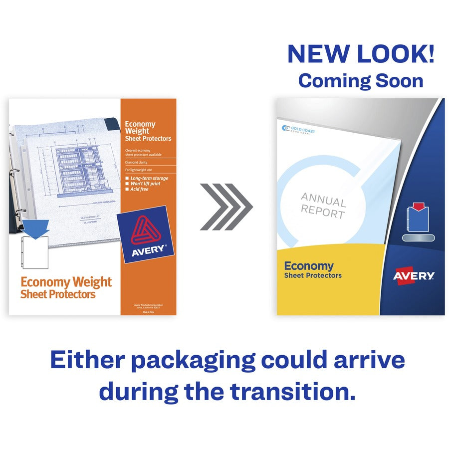 Avery® Economy-Weight Sheet Protectors - For Letter 8 1/2" x 11" Sheet - Clear - Polypropylene - 100 / Box