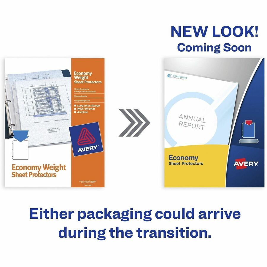 Avery® Economy-Weight Sheet Protectors - For Letter 8 1/2" x 11" Sheet - Clear - Polypropylene - 100 / Box