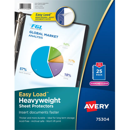 Avery® Heavyweight Sheet Protectors -Acid-free - Sheet Capacity - For Letter 8 1/2" x 11" Sheet - Ring Binder - Top Load