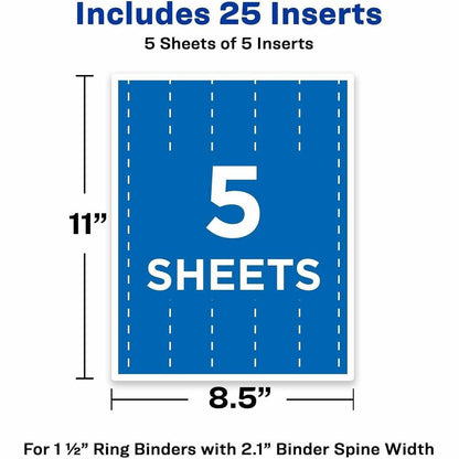 Avery® Binder Spine Inserts, 1-1/2 Inch Binders, 25 Inserts (89105) - 2.1" Width - 25 Capacity - For 1 1/2" Sheet - 3 x 