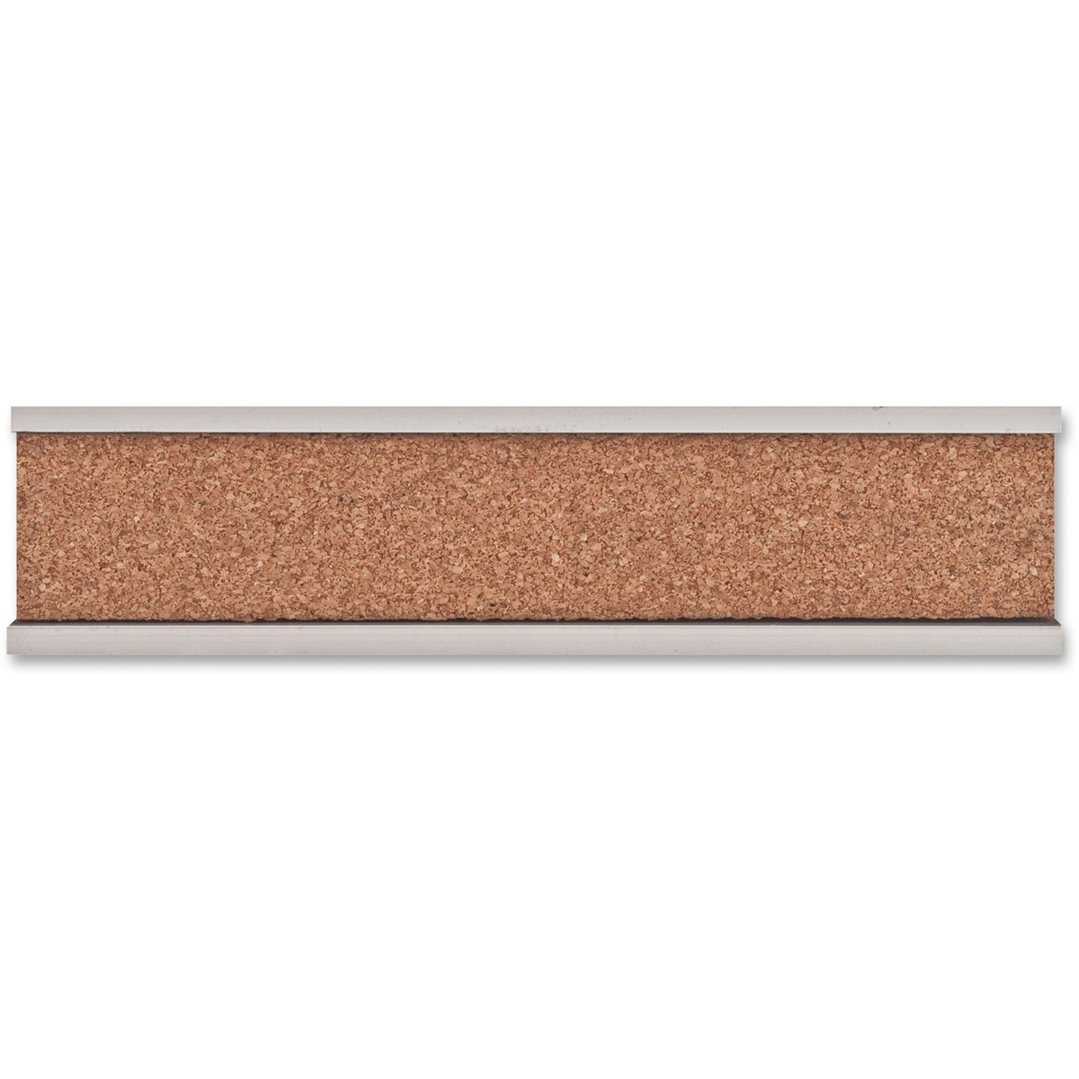 Advantus 2026 Display Rail - 1" Board Height x 96" Board Width - Wood, Natural Cork Surface - Long Lasting - Satin Alumi