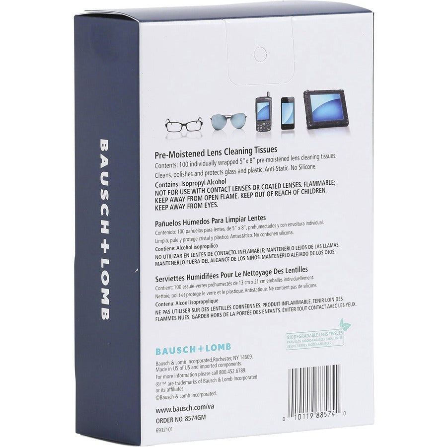 Bausch + Lomb Sight Savers Lens Cleaning Tissues - For Eyeglasses, Binocular, Monitor, Reading Glasses, Camera Lens - 10