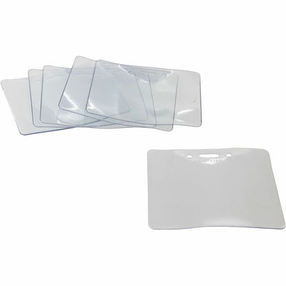 SICURIX Badge Holder - Support 3.50" x 2.37" Media - Horizontal - Vinyl - Clear - 50 / Pack