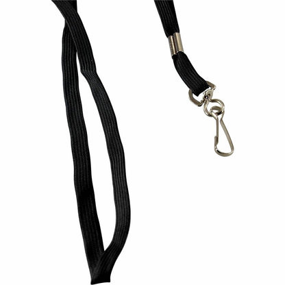 SICURIX Shoelace-style Flat Hook Lanyard - Hook Attachment - 36" Length - Black - Metal - 100 / Box