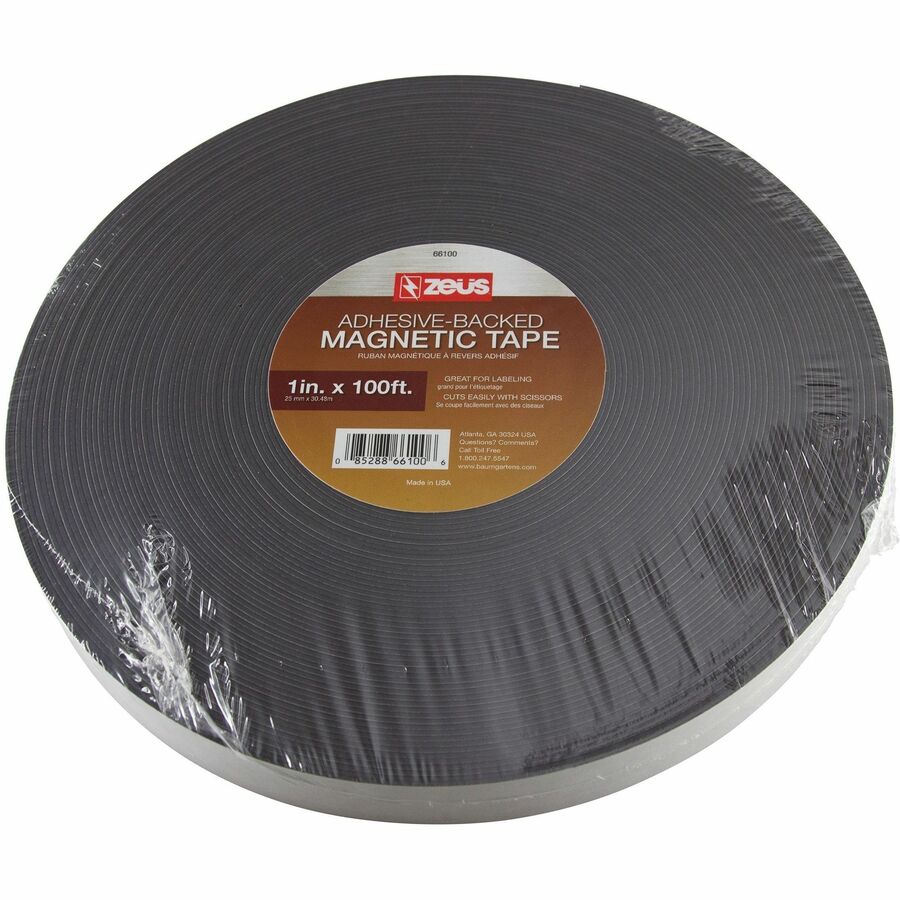 Zeus Magnetic Tape 100' L x 1" H WHITE (66100) - 33.33 yd Length x 1" Width - Black, White - Adhesive Backing - 1 Roll