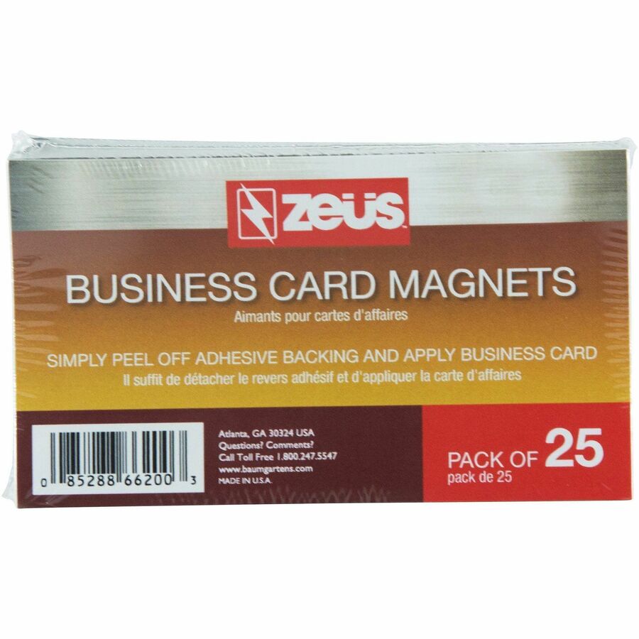 Zeus Adhesive Backed Business Card Magnets 3 1/2" x 2" 25 Pack White - 3.50" Length x 2" Width - White - 25 / Pack