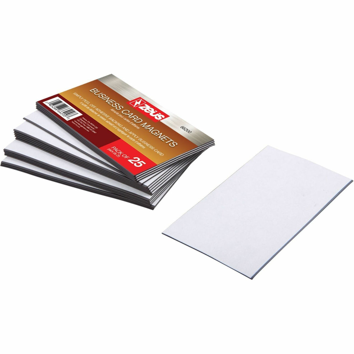 Zeus Adhesive Backed Business Card Magnets 3 1/2" x 2" 25 Pack White - 3.50" Length x 2" Width - White - 25 / Pack
