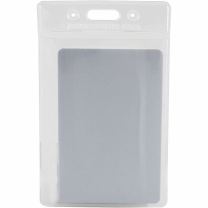 SICURIX Badge Holder - Vertical - 2.4" Height x 3.4" Width - Vinyl - Clear - Sturdy - 12 / Pack