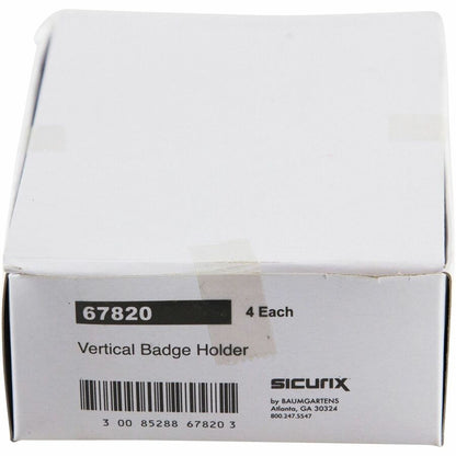 SICURIX Badge Holder - Vertical - 2.4" Height x 3.4" Width - Vinyl - Clear - Sturdy - 12 / Pack
