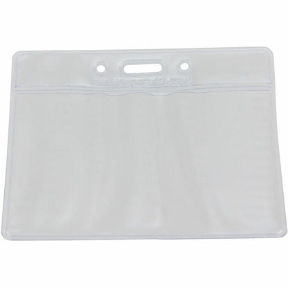 SICURIX Badge Holder - Horizontal - 4" Height x 3" Width - Vinyl - Clear - Sturdy, Transparent Design - 50 / Pack