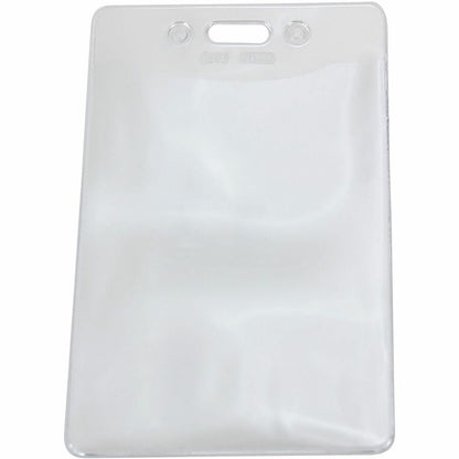 SICURIX Badge Holder - Vertical - 3.9" Height x 3.6" Width - Vinyl - Clear - Sturdy, Transparent Design - 50 / Pack
