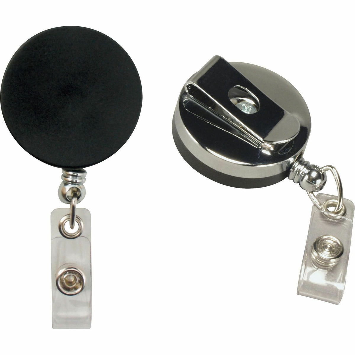 SICURIX Heavy-Duty ID Card Reel with Belt Clip - Plastic - Black - Retractable Cord - 1 Each