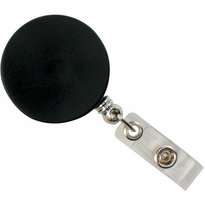 SICURIX Heavy-Duty ID Card Reel with Belt Clip - Plastic - Black - Retractable Cord - 1 Each