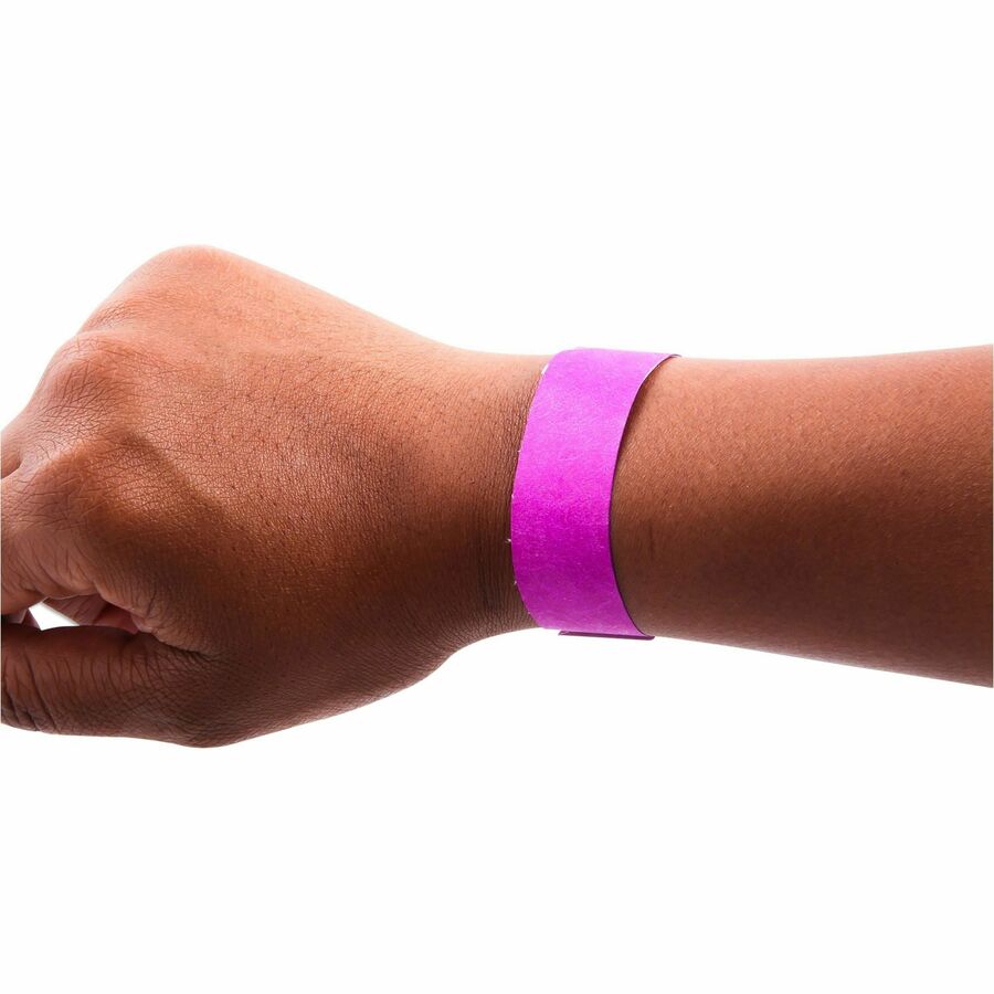 SICURIX Standard Dupont Tyvek Security Wristband - Standard - 0.7" Height x 10" Width - Purple - Tyvek - 100 / Pack