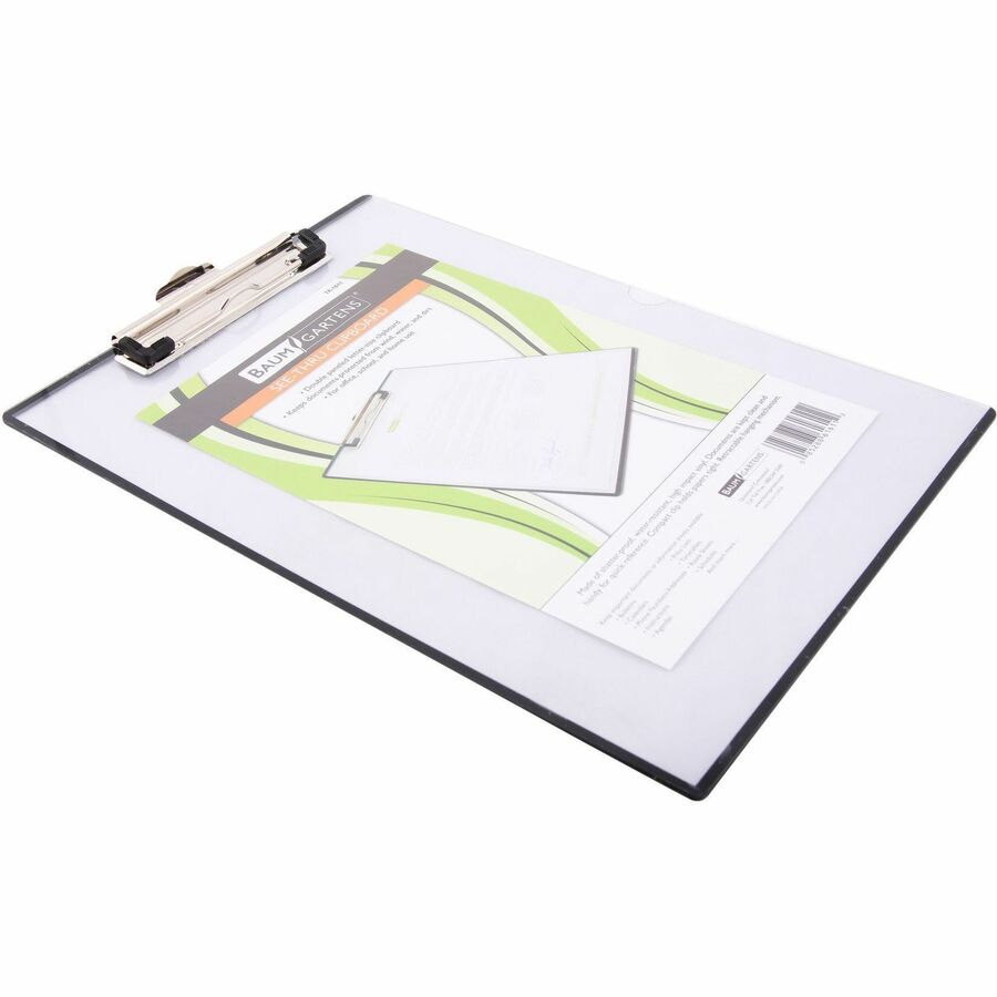 Baumgartens Quick Reference Clipboard - 9" x 12" Sheet Size - Vinyl - Clear - 1 Each