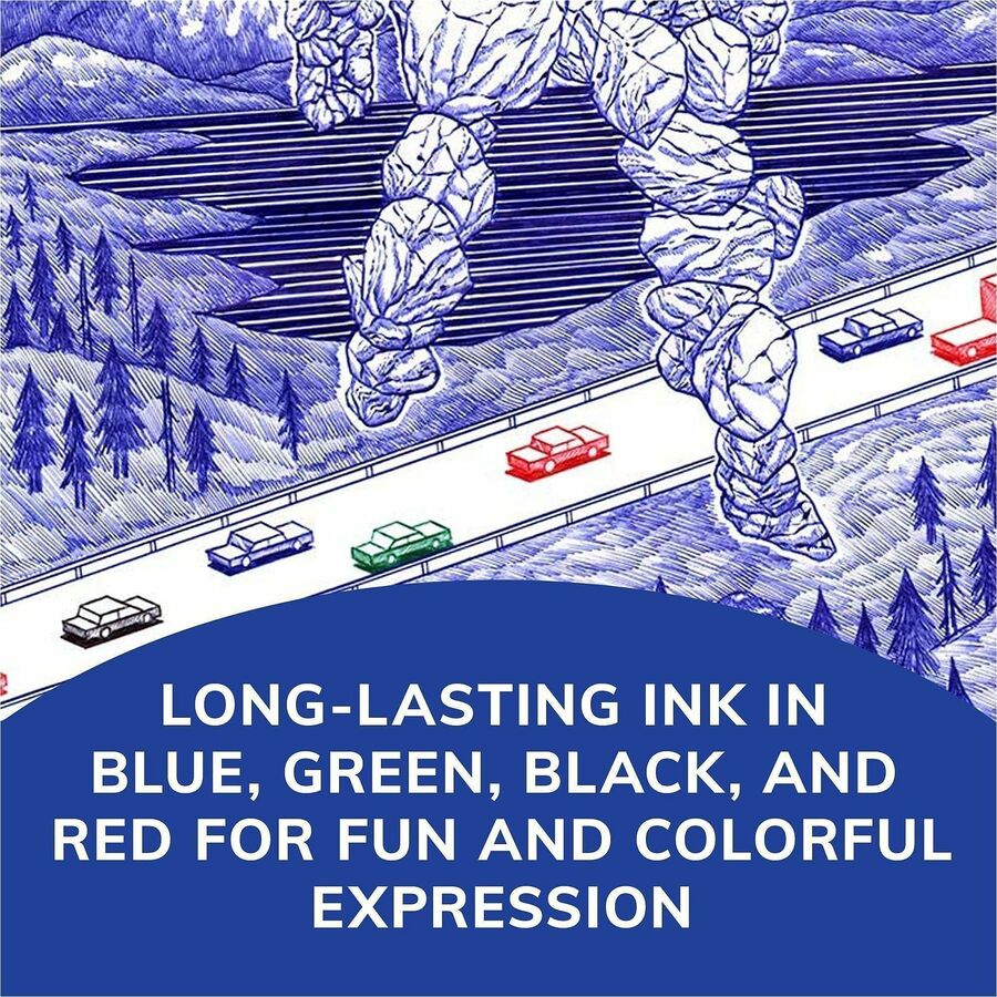 BIC 4-Color Retractable Pen - Medium Pen Point - Refillable - Retractable - Multi, Black, Red, Green Ink - Blue, White B