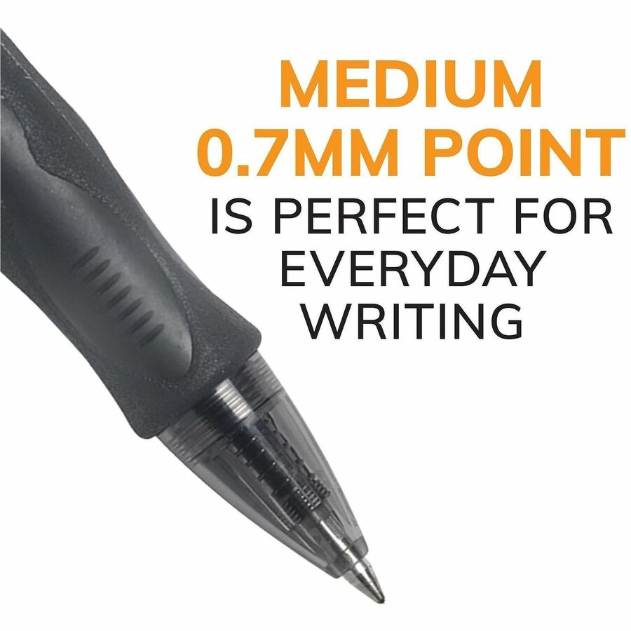 BIC Gel Retractable Pens - 0.7 mm Medium Pen Point - Refillable - Retractable - Black Ink - Gel-based - Translucent Barr