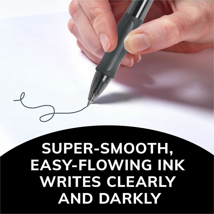 BIC Gel Retractable Pens - 0.7 mm Medium Pen Point - Refillable - Retractable - Black Ink - Gel-based - Translucent Barr