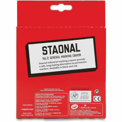 Crayola Staonal Marking Crayon - 5" Length x 0.6" Diameter - Red - 8 / Box