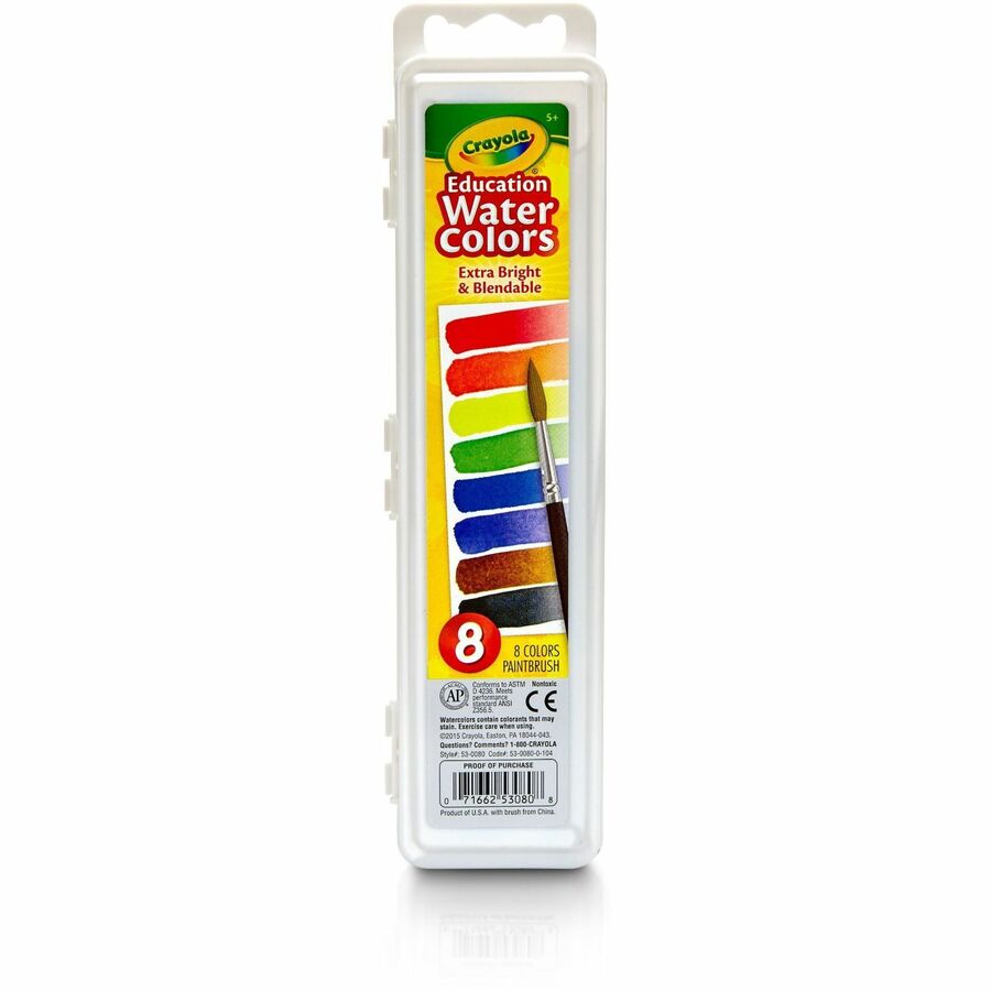 Crayola Educational Water Colors Oval Pans - 8 Color(s) - Assorted - 3.80 oz - 8 / Set