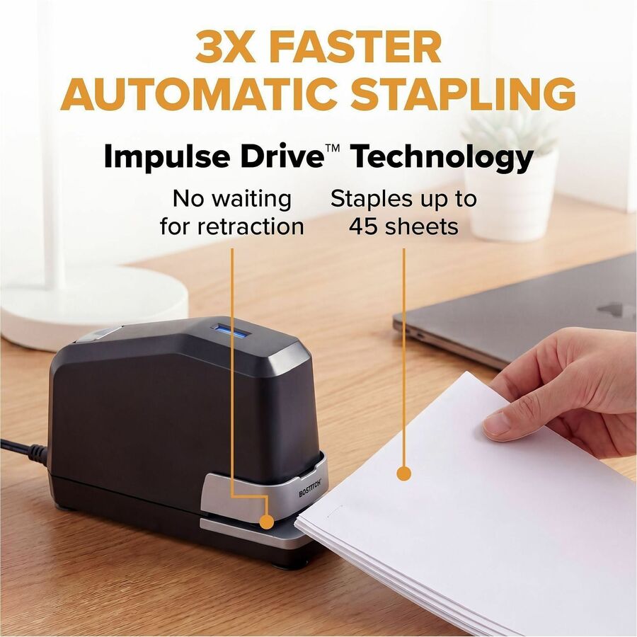 Bostitch B8 Impulse 45 Electric Stapler - Staples Upto 45 Sheet of 20lb Paper - Holds Upto 210 Staple - Full Strip - Sta