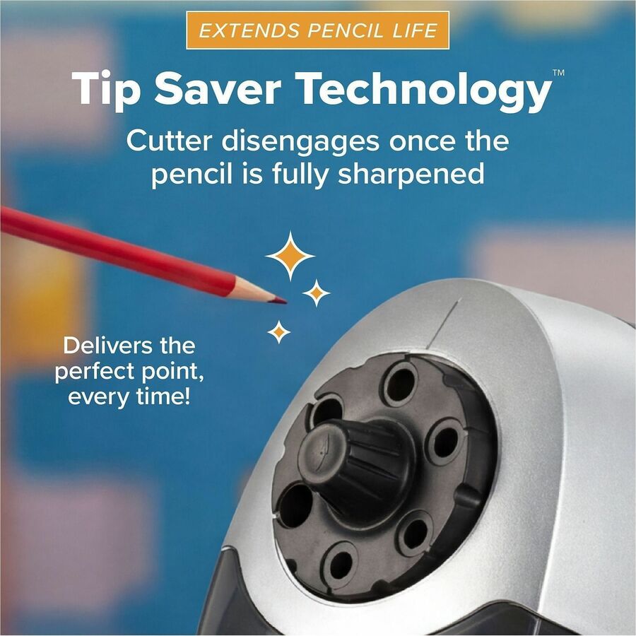 Bostitch Super Pro Commercial Pencil Sharpener - Desktop - 6 Hole(s) - 7.5" Height x 5" Width x 9" Depth - Gray, Black -