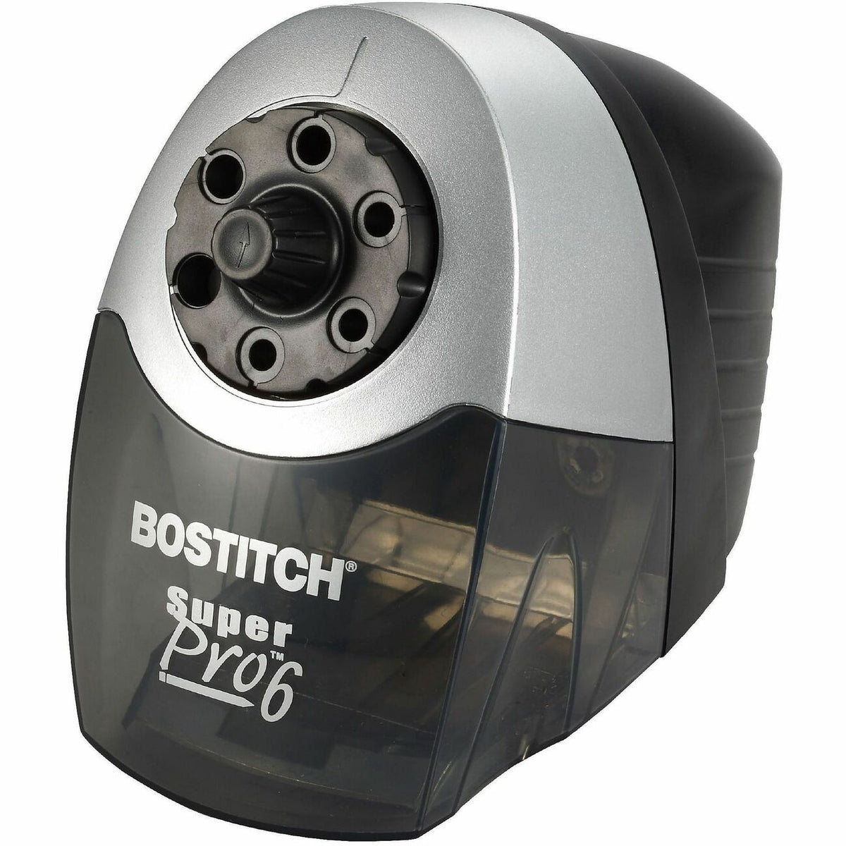 Bostitch Super Pro Commercial Pencil Sharpener - Desktop - 6 Hole(s) - 7.5" Height x 5" Width x 9" Depth - Gray, Black -