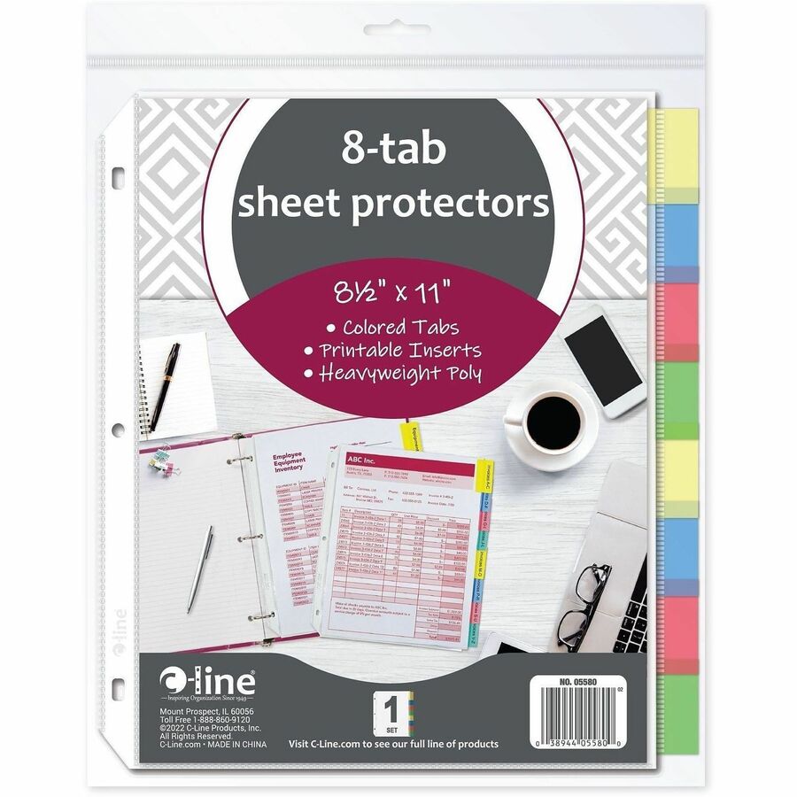 C-Line Top-Loading Sheet Protectors - For Letter 8 1/2" x 11" Sheet - Assorted - Polypropylene - 1 Set