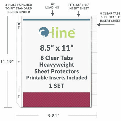C-Line Top-Loading Sheet Protectors - For Letter 8 1/2" x 11" Sheet - Clear - Polypropylene - 1 Set