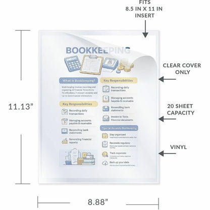 C-Line Letter Report Cover - 8 1/2" x 11" - 20 Sheets Capacity - Vinyl - Clear - 100 / Box