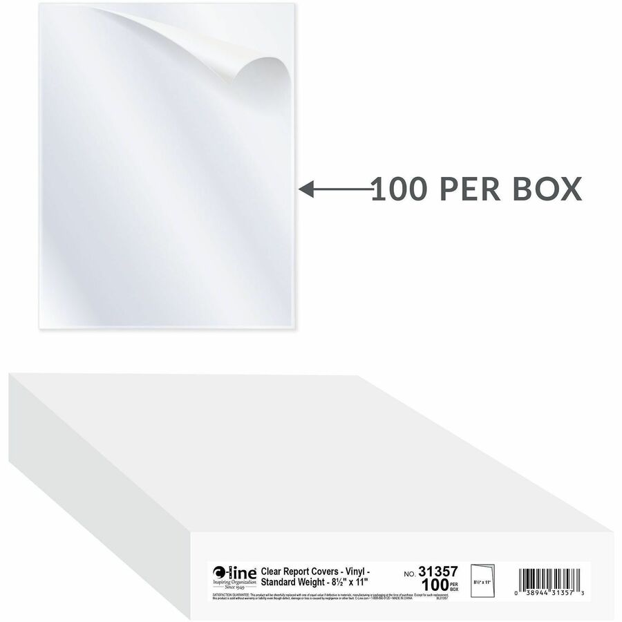 C-Line Letter Report Cover - 8 1/2" x 11" - 20 Sheets Capacity - Vinyl - Clear - 100 / Box