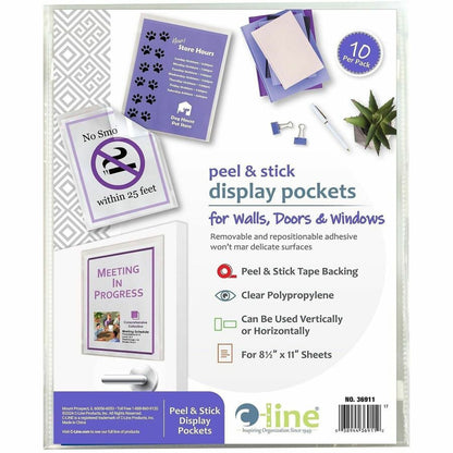C-Line Letter Top Tab File Folder - 8 1/2" x 11" - Polypropylene - Clear - Peel & Stick - 10 / Pack