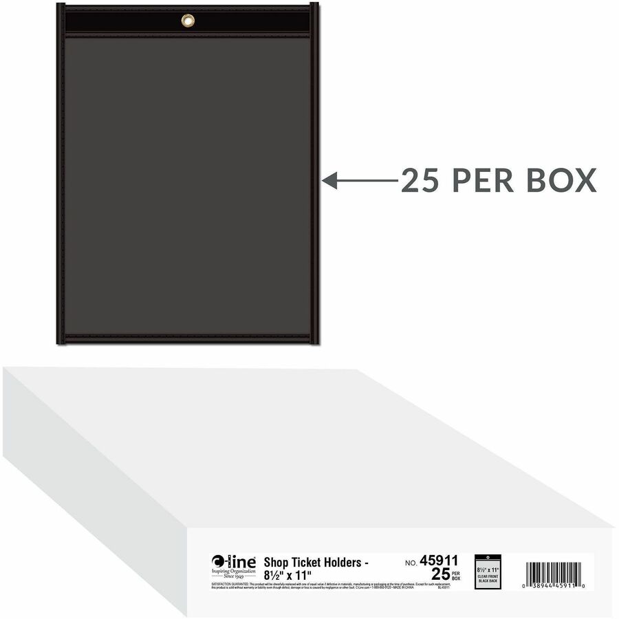 C-Line Letter Vinyl File Pocket - 8 1/2" x 11" - Pressboard, Vinyl, Metal - Clear, Black - Stitched, Reinforced, Heavy D