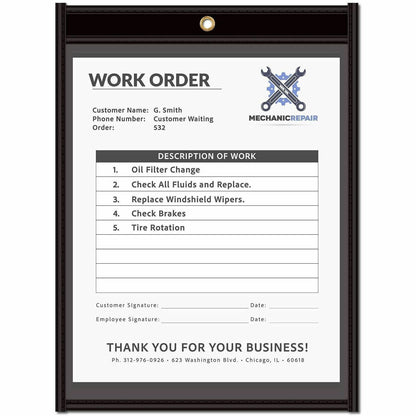 C-Line Vinyl File Pocket - 9" x 12" - Pressboard, Vinyl, Metal - Clear, Black - Stitched, Reinforced, Heavy Duty, Ticket