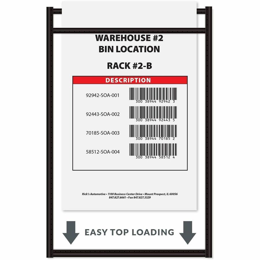 C-Line Stitched Vinyl Shop Ticket Holders - Support 6" x 9" Media - Vinyl - Black, Clear - Sturdy, Heavyweight, Reinforc