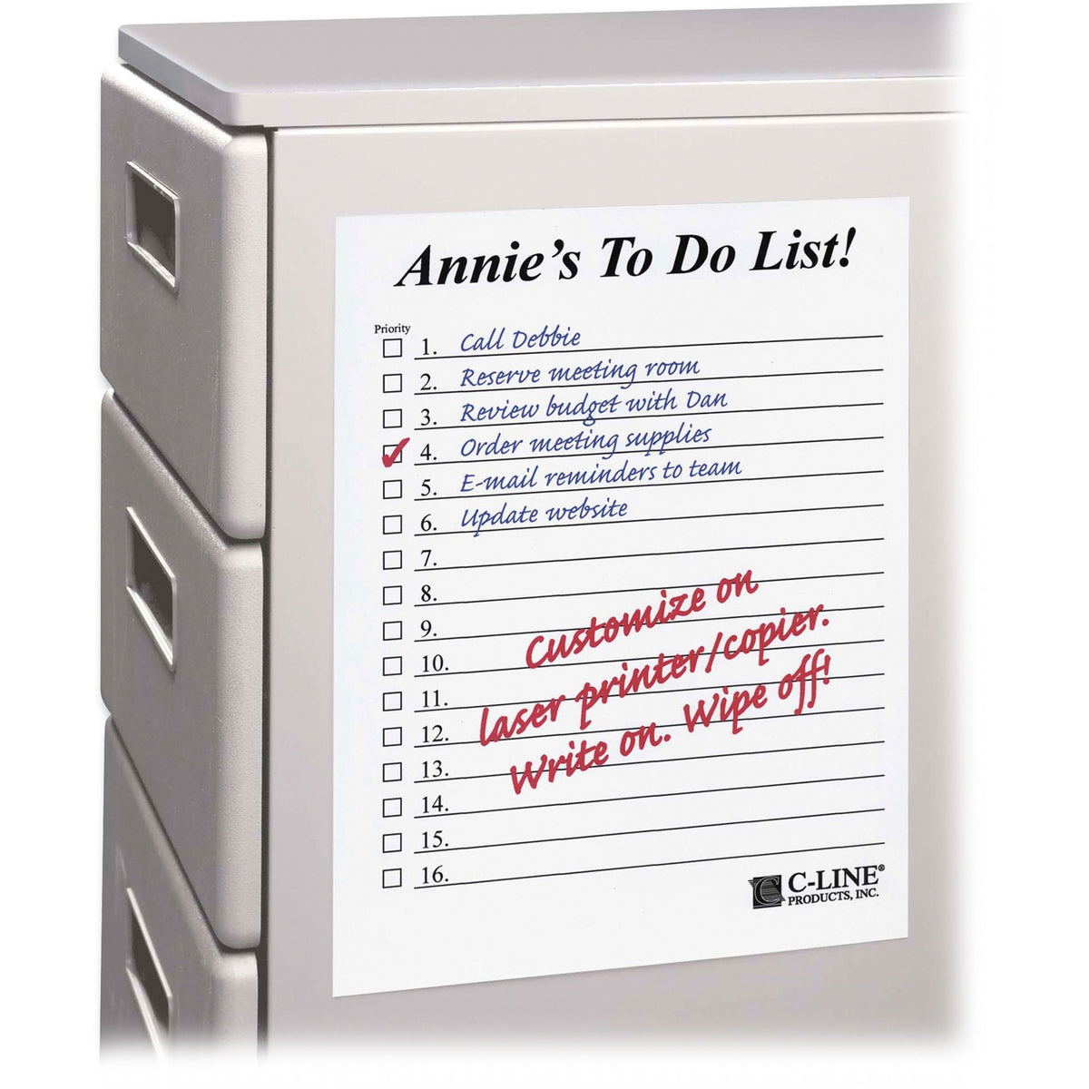 C-Line Self-Stick Dry-erase Sheets - 8 1/2" Flag/Note Width x 11" Flag/Note Length - Rectangle - White - 1 Box