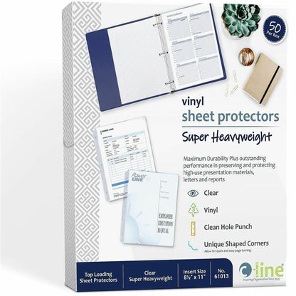 C-Line Vinyl Top Loading Sheet Protectors - For Letter 8 1/2" x 11" Sheet - 3 x Holes - Ring Binder - Clear - Vinyl - 50