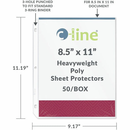 C-Line Poly Top-loading Sheet Protectors - For Letter 8 1/2" x 11" Sheet - 3 x Holes - Ring Binder - Clear - Polypropyle
