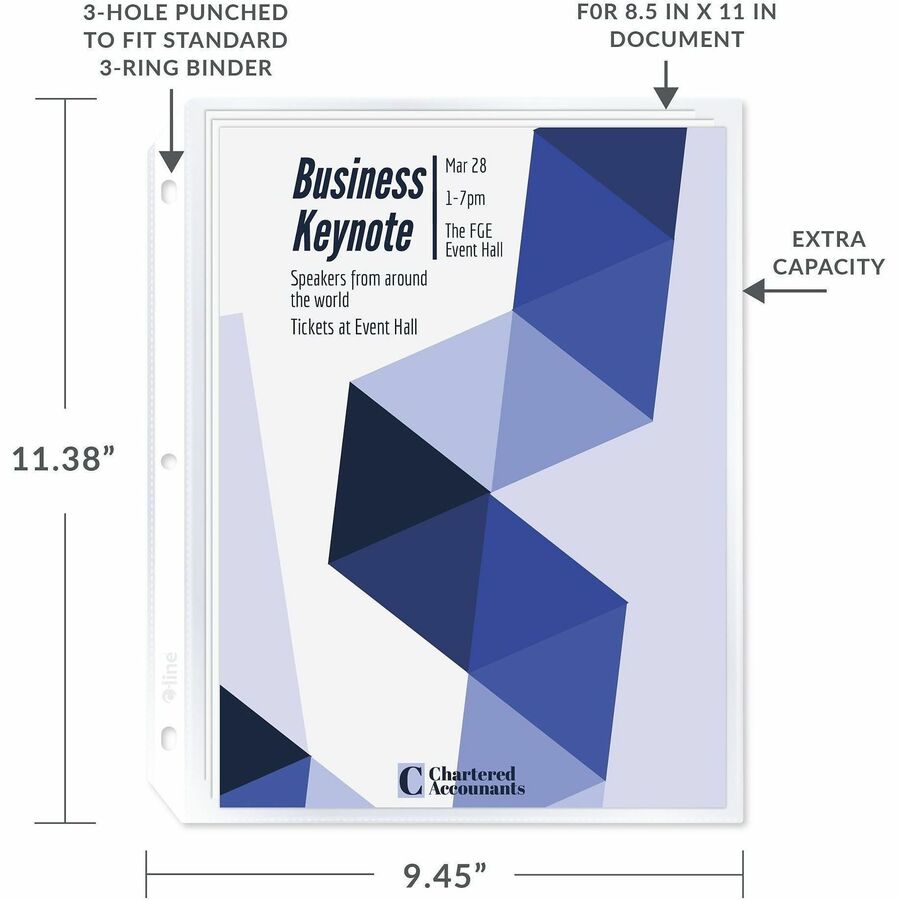 C-Line High-Capacity Top-Loading Sheet Protectors - 50 x Sheet Capacity - For Letter 8 1/2" x 11" Sheet - Clear - Polypr
