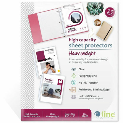 C-Line High-Capacity Top-Loading Sheet Protectors - 50 x Sheet Capacity - For Letter 8 1/2" x 11" Sheet - Clear - Polypr