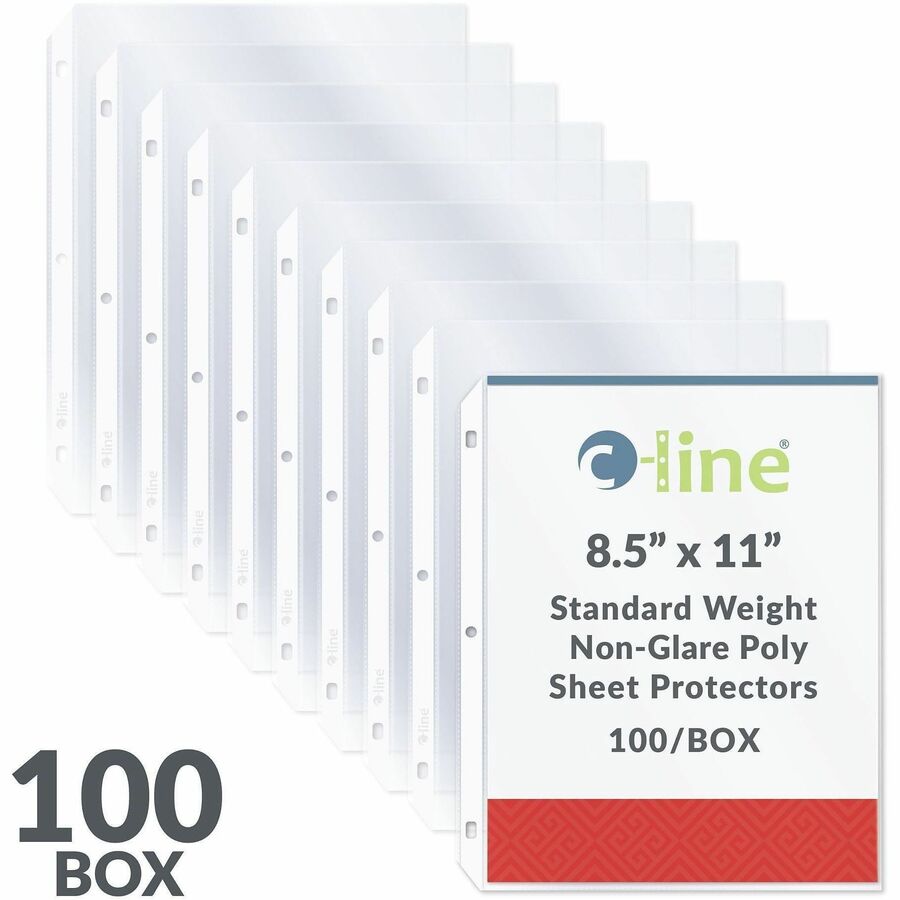 C-Line Poly Top-loading Sheet Protectors - For Letter 8 1/2" x 11" Sheet - 3 x Holes - Ring Binder - Non-glare - Polypro