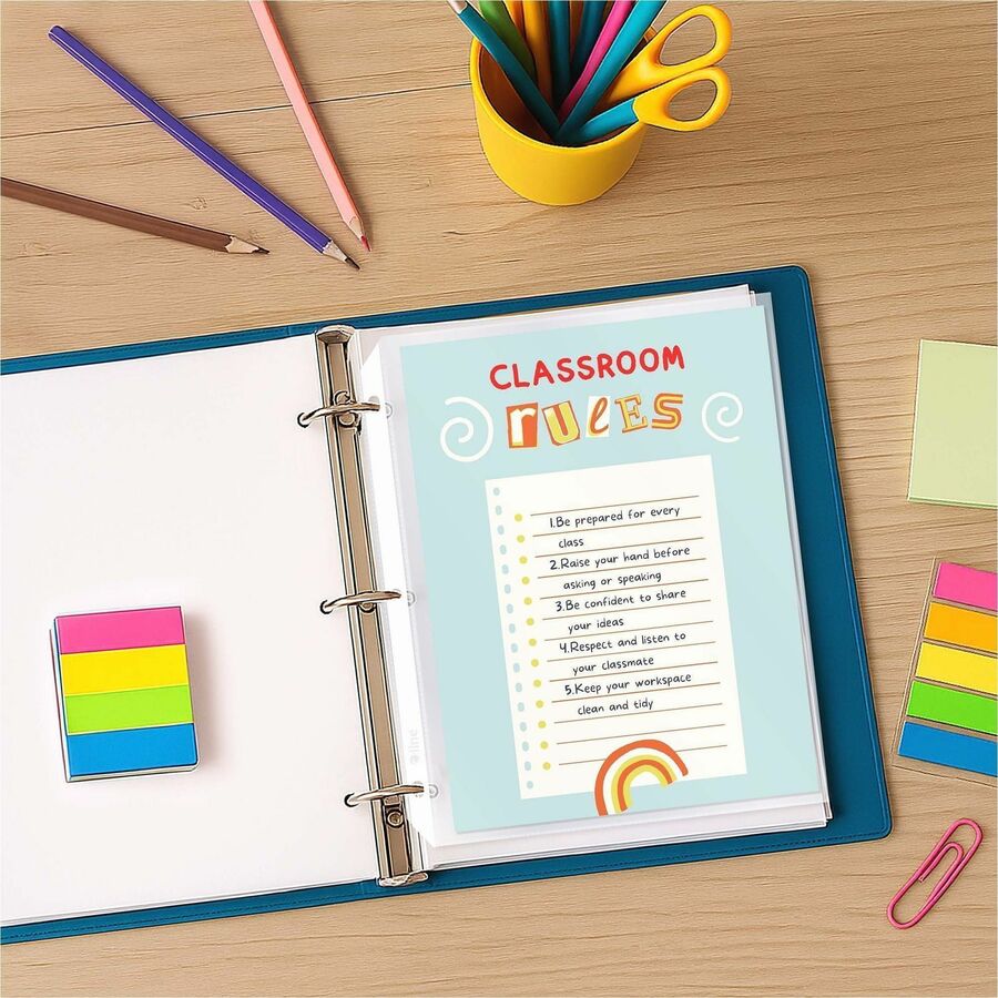 C-Line Poly Top-loading Sheet Protectors - For Letter 8 1/2" x 11" Sheet - 3 x Holes - Ring Binder - Non-glare - Polypro