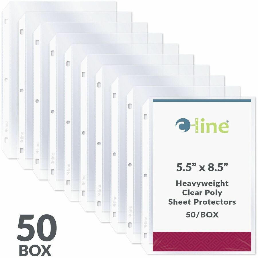 C-Line Top Load Heavyweight Mini Sheet Protectors - For 5 1/2" x 8 1/2" Sheet - 3 x Holes - Ring Binder - Clear - Polypr