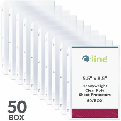 C-Line Top Load Heavyweight Mini Sheet Protectors - For 5 1/2" x 8 1/2" Sheet - 3 x Holes - Ring Binder - Clear - Polypr