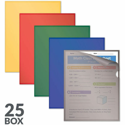 C-Line Letter Project File - 8 1/2" x 11" - Polypropylene - Assorted - Tear Resistant, Static-free, Non-glare, Copy Safe