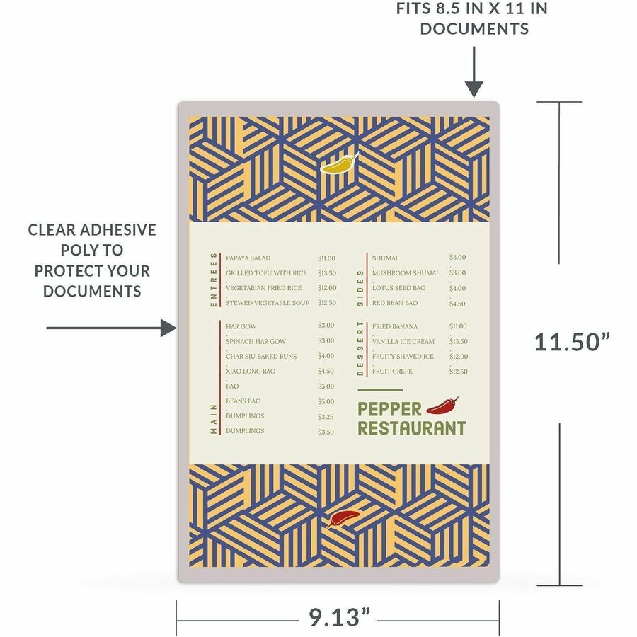 C-Line Cleer-Adheer Laminated Film Covers - Sheet Size Supported: Letter 8.50" Width x 11" Length x 12 mil Thickness - 2