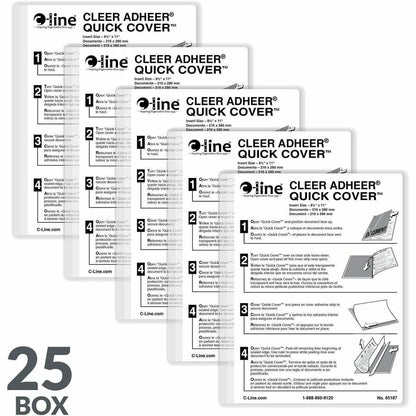 C-Line Cleer-Adheer Laminated Film Covers - Sheet Size Supported: Letter 8.50" Width x 11" Length x 12 mil Thickness - 2