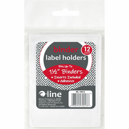 C-Line Self-Adhesive Binder Labels - 0.4" Height x 0.7" Width x 2.5" Length - Vinyl - Clear - 12 / Pack