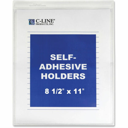 C-Line Vinyl File Pocket - 9" x 12" - Vinyl - Clear - Self-adhesive - 50 / Box