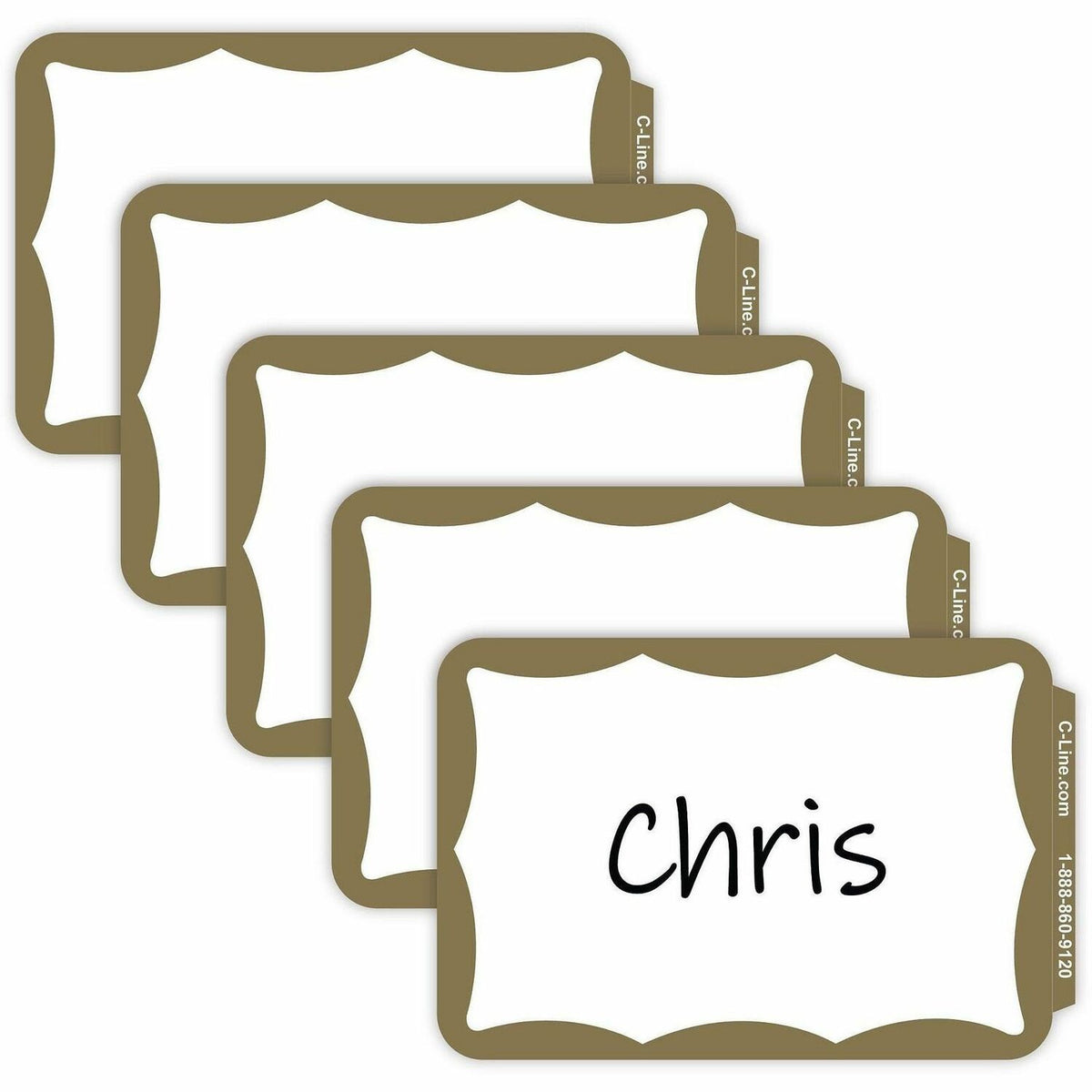 C-Line Self-adhesive Color Border Name Badges - 3 1/2" Width x 2 1/4" Length - Removable Adhesive - Rectangle - Gold - 1